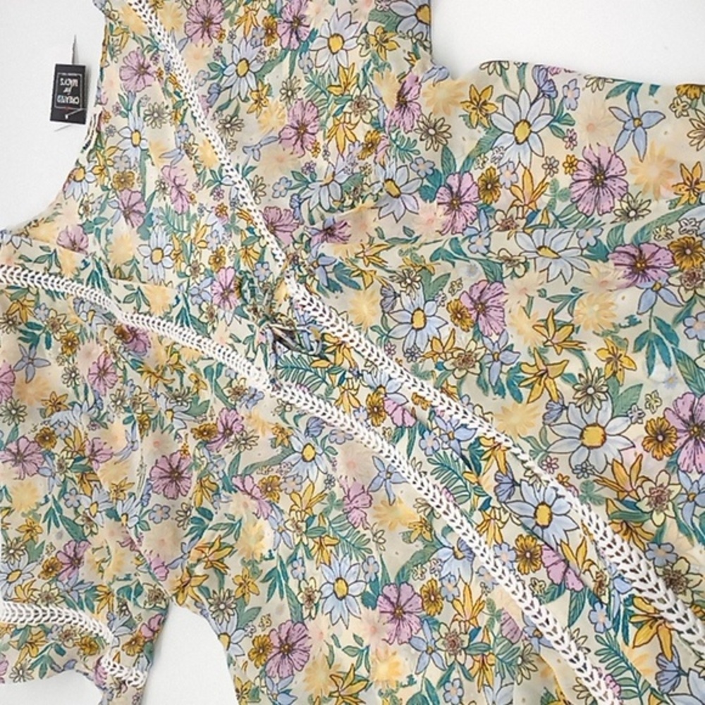 Miken Floral Printed Kimono Cover-Up Angora Lavender L